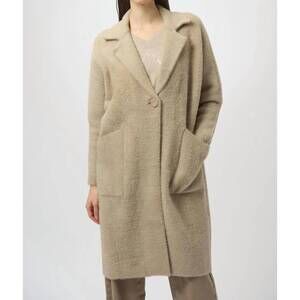 NEW JOSEPH RIBKOFF notched collar long sleeves faux fur coat in fawn